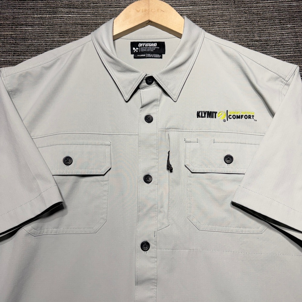 Off The Grid Button Shirt Mens XL Gray SS Thunderbolt 2.0 Klymit Outdoor Pocket